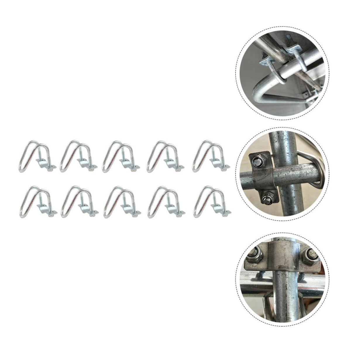 PRETYZOOM Clip per Condotte a Forma di U in Metallo Zincato 10 Pezzi Superficie Liscia e Facile da Usare per Recinzioni e Attrezzature per Allevamento Suino