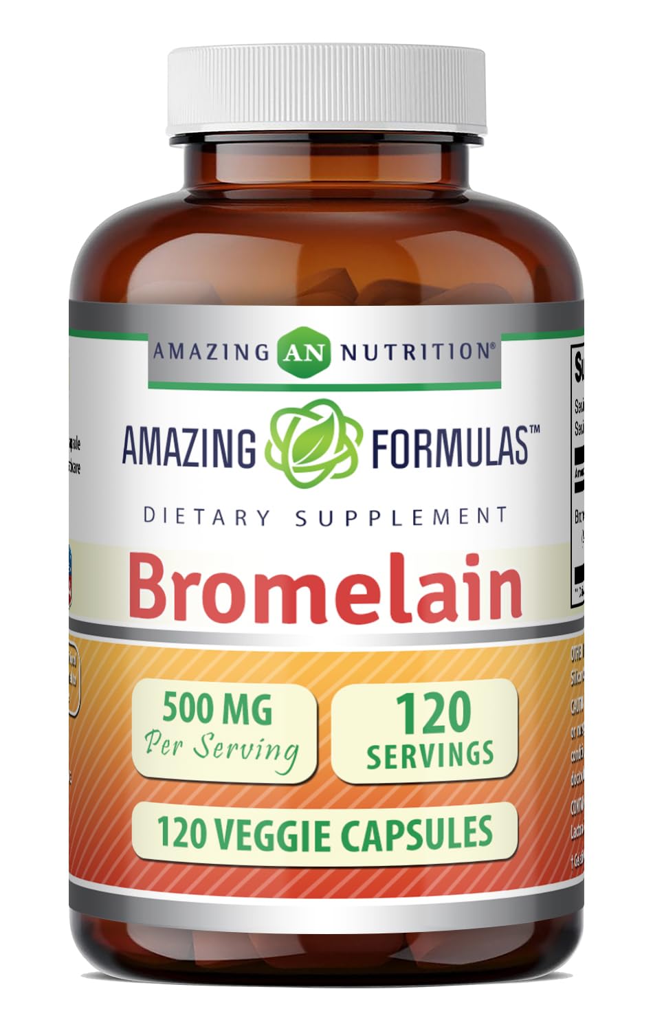 Amazing Formulas Bromelain Supplement | 500 Mg Per Serving | Veggie Capsules | Non-GMO | Gluten Free | Made in USA | Ideal for Vegetarians (1 Pack | 120 Count)