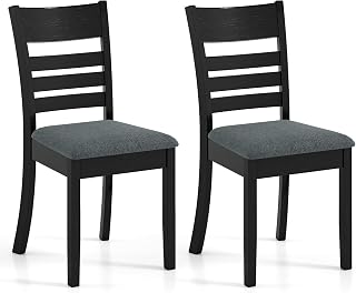 Giantex Wooden Dining Chairs Set of 2, Upholstered Stable Kitchen Chairs