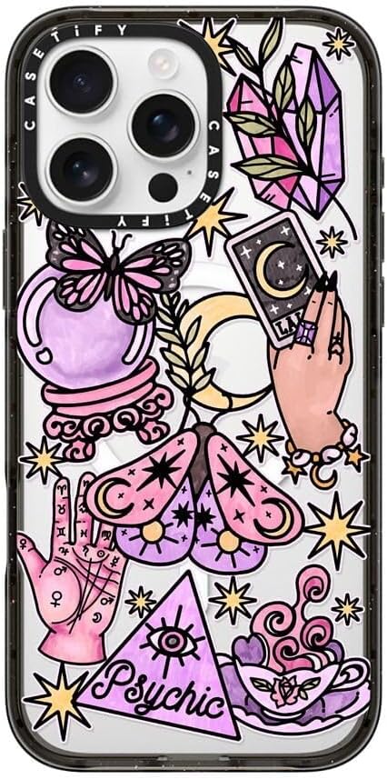 CASETiFY Impact Case for iPhone 16 Pro Max [8.2ft 4X Military Grade Drop Protection/Compatible with Magsafe] - Whimsical Witch by Chiara LB Art - Clear Black