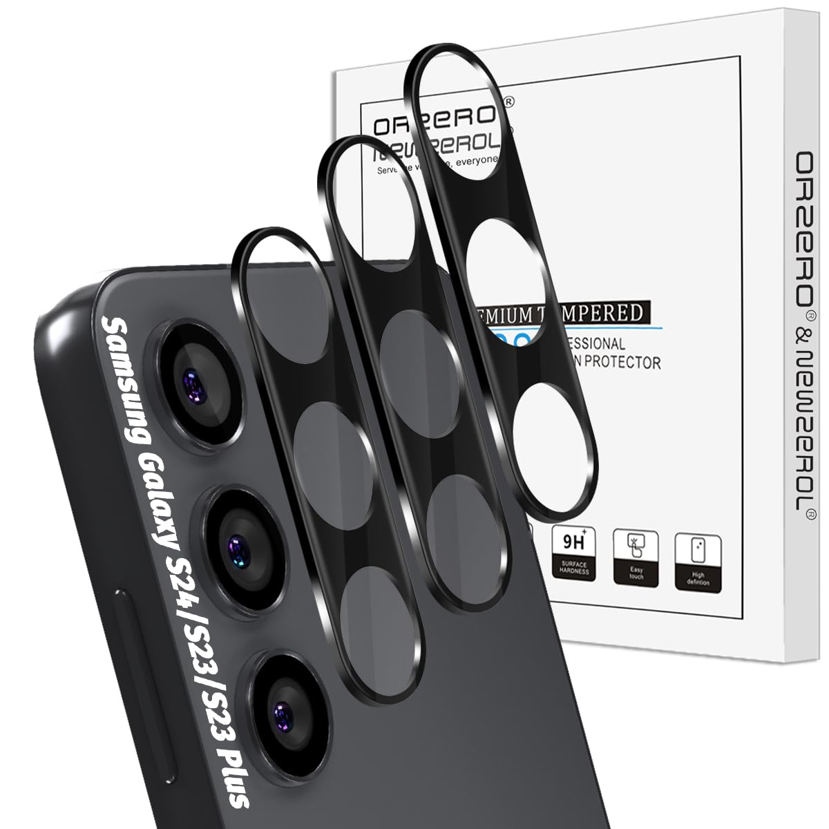 Photo 1 of Orzero (3 Pack) Camera Lens Protector Compatible for Samsung Galaxy S24/S23/S23 Plus (Not for S24 Plus/S23 FE) Protector de Cámera Tempered Glass 9H Precise Camera Cutouts Anti-Scratch Does Not Affect Night Shots and Flash