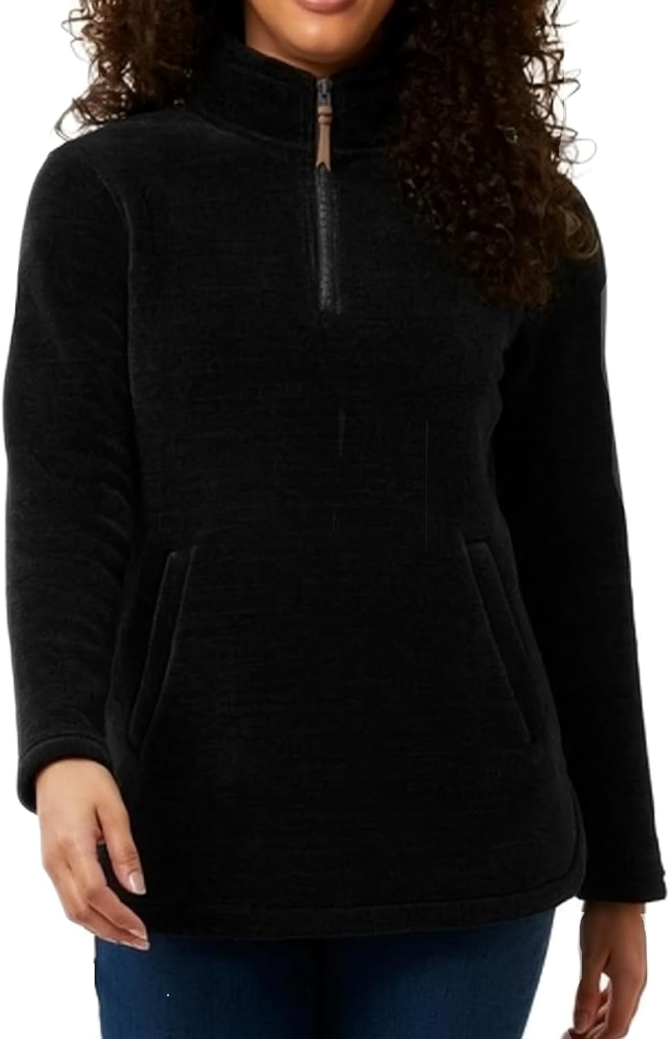 32 Degrees Heat Women's Mock Neck Fleece 1/4 Zip Pullover Sweater with Pockets (US, Alpha, XX-Large, Regular, Regular, Black)