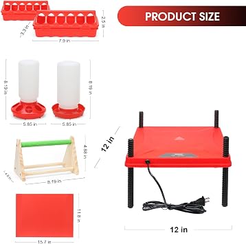 Chick Brooder Box for Chicks Baby Chick Starter Kit Brooding Playpen Portable Chicken Fence Pen with Chick Heating Plate Perch Feeder Waterer for Poultry Duck and Quail