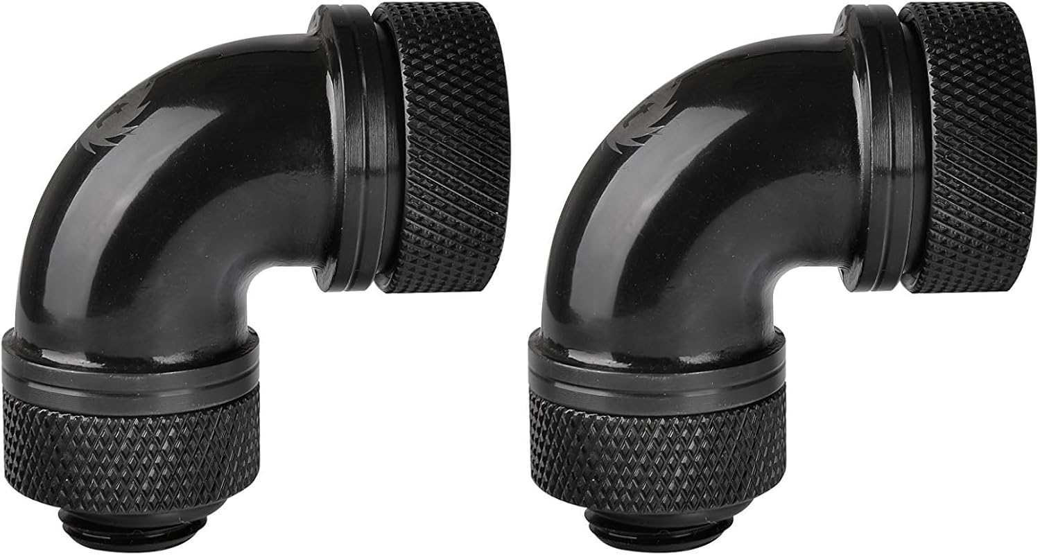 Thermaltake Pacific DIY LCS Black G1/4 PETG 16mm (5/8") OD Tube 90 Degree Compression Fitting Cooling CL-W097-CA00BL-A (Pack of 2)