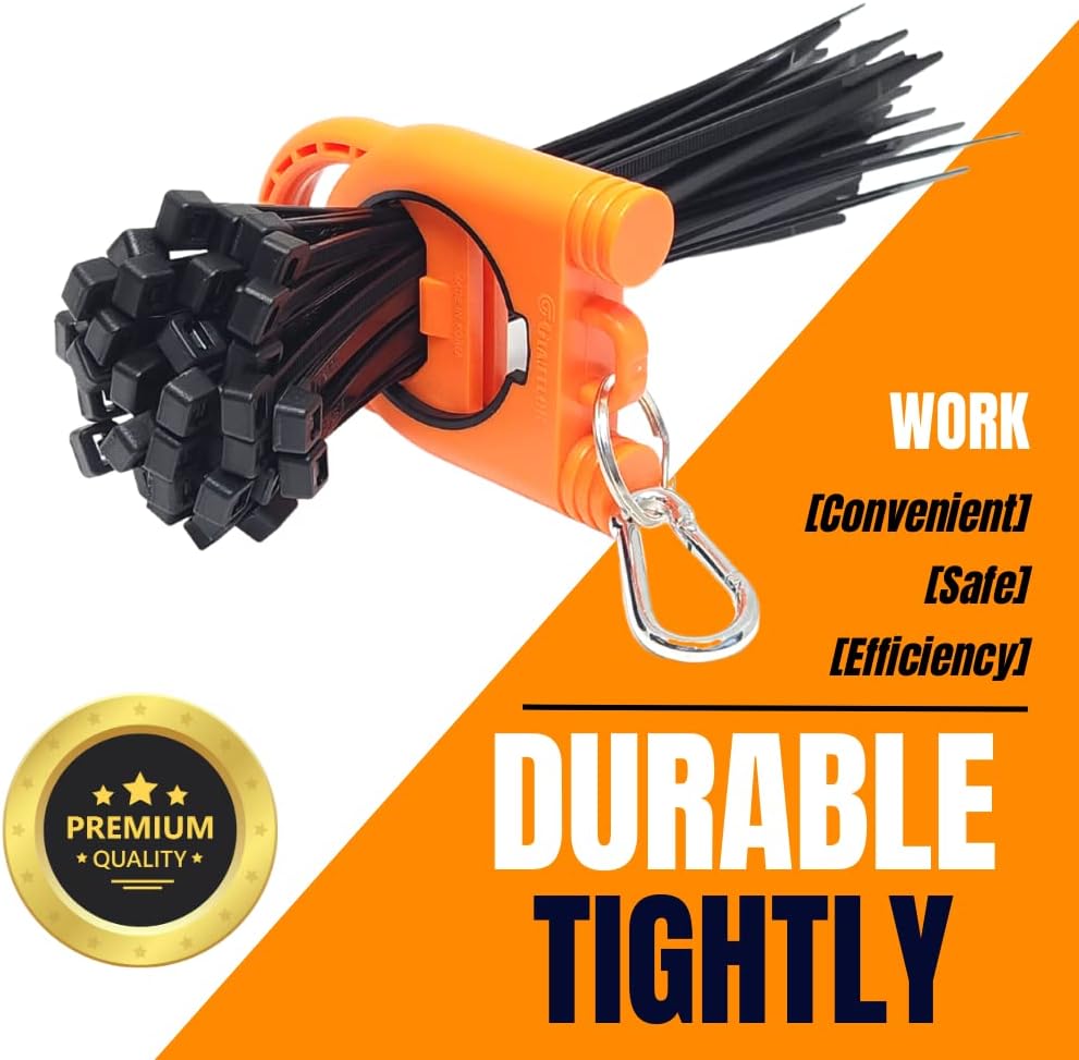 Set of 2 Zip Tie Holders - Heavy Duty Zip Ties Organizer, Orange Color Holder for Multi-Purpose Use
