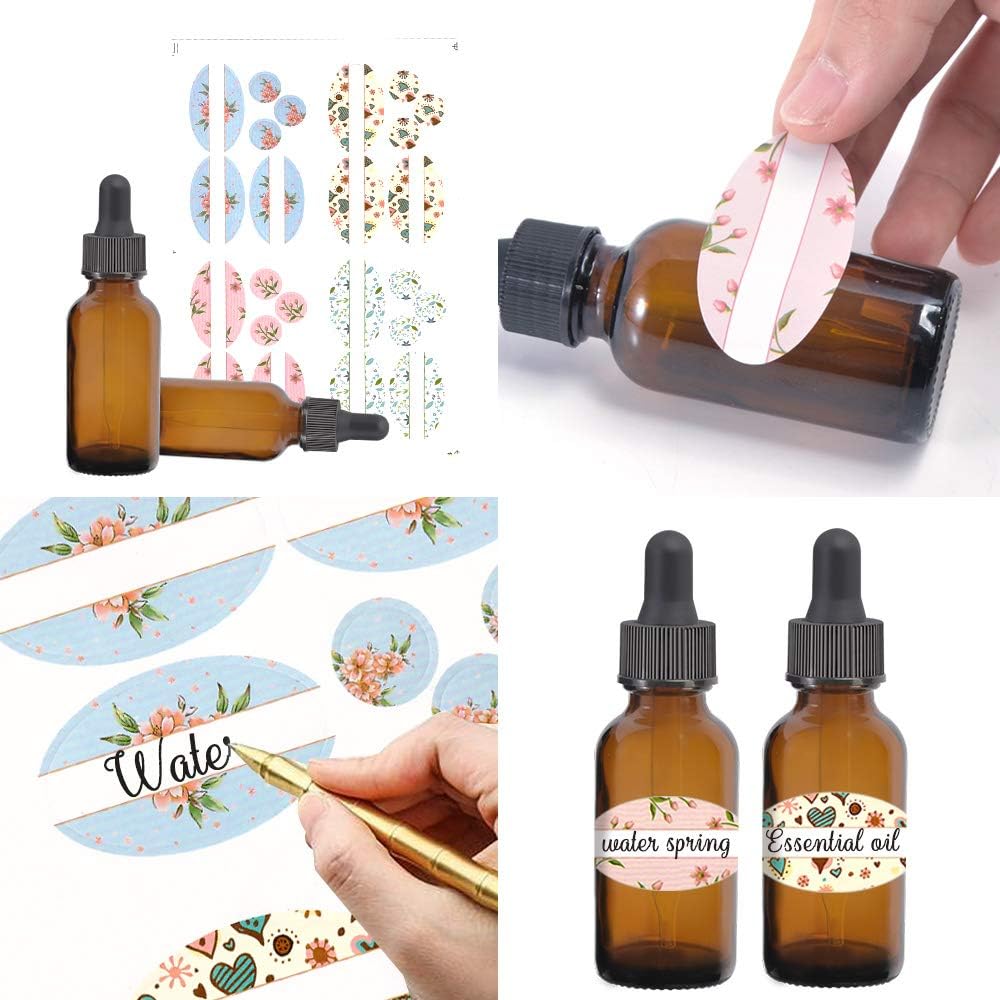 STARSIDE 12 Pack 30 ml 1 oz Amber Glass Bottles with Glass Droppers and Black cap.Glass Dropper Bottles for Essential Oils,Lab Chemicals,Colognes,Perfumes.Included 1 Brush,2 Funnels and 24 Labels.