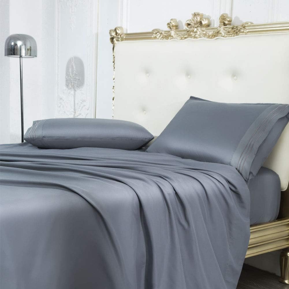 SONORO KATE Bed Sheet Set Super Soft Microfiber 1700 Thread Count Luxury Egyptian Sheets 16-Inch Deep Pocket，Wrinkle-4 Piece (Dark Grey, Queen) : Home & Kitchen
