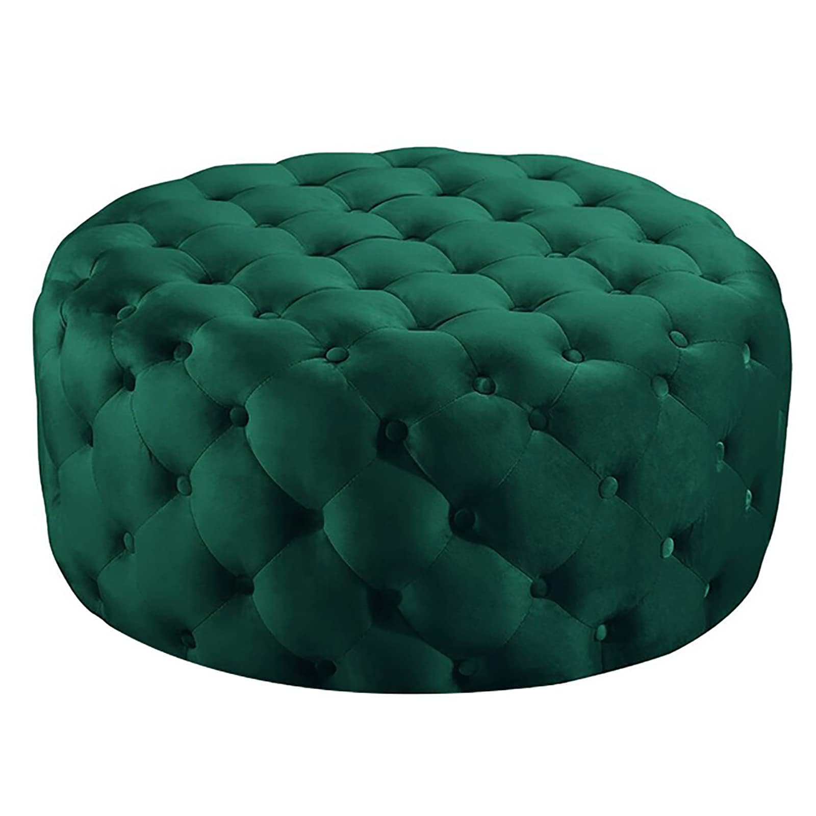 Tabouret élégant velours vert et repose-pieds rond pour optimiser le salon