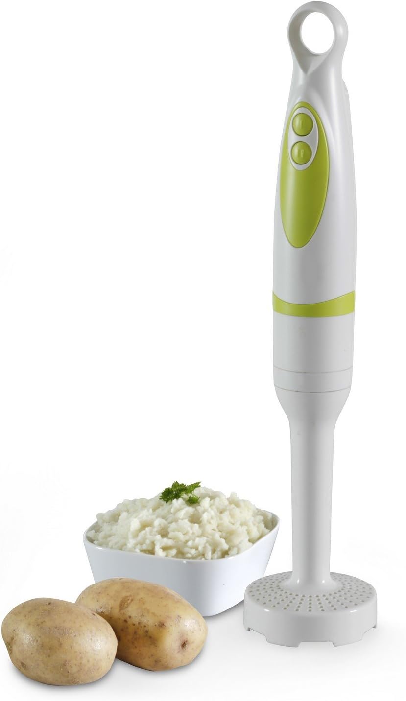 Elgento Potato and Vegetable Masher, Adjustable Speed, 200 W, White