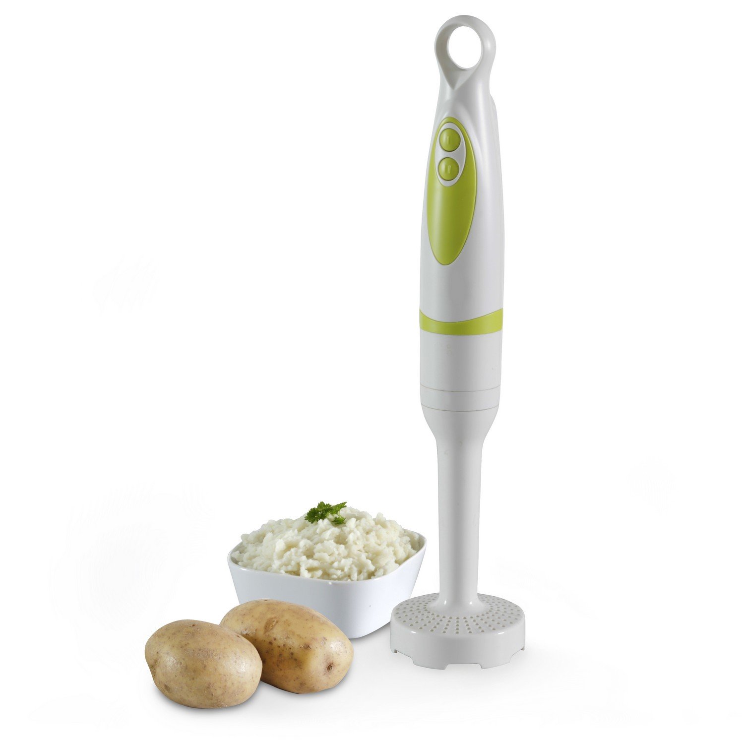 Elgento Potato and Vegetable Masher, Adjustable Speed, 200 W, White