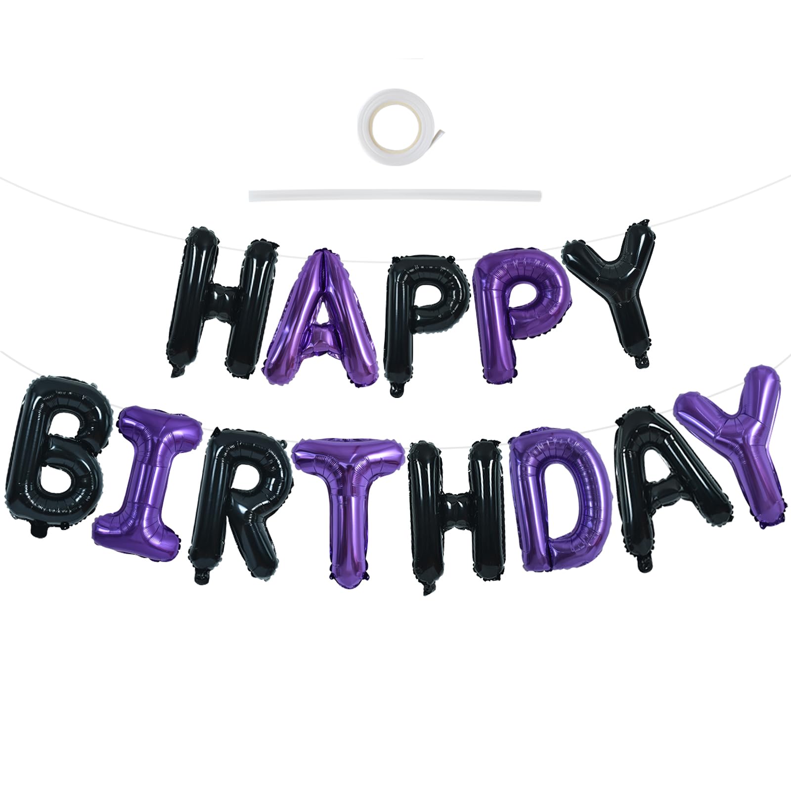 TONIFUL Happy Birthday Balloons Banner 16 Inch Mylar Foil Letters Birthday Sign Banner Bunting Reusable for Girls Boys Kids & Adults Birthday
