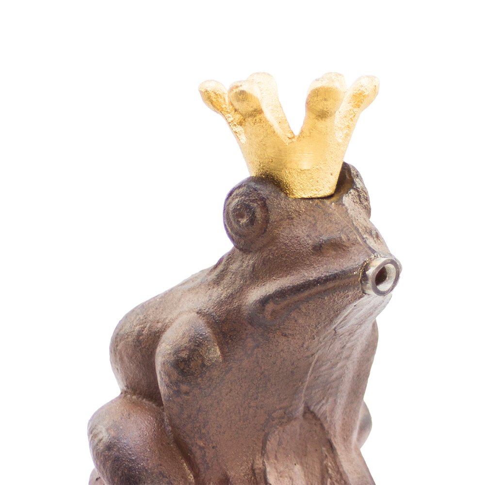 com-four® Figura de Fuente de Hierro Fundido Frog Prince con diseño de Rana con Corona de Oro con Bomba de 2.5