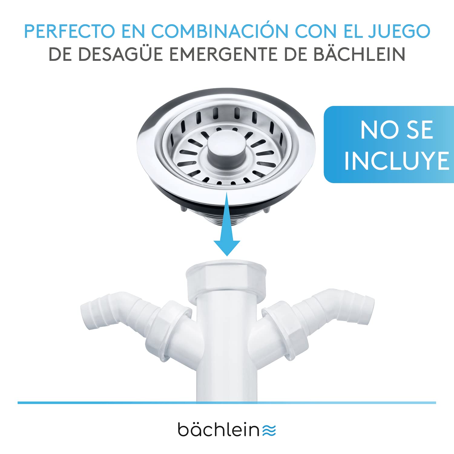 Bächlein Sifón Tubular Flexible para Fregadero, Trampa de Olores con Conexión de Aparato Doble, G 1 1/2"