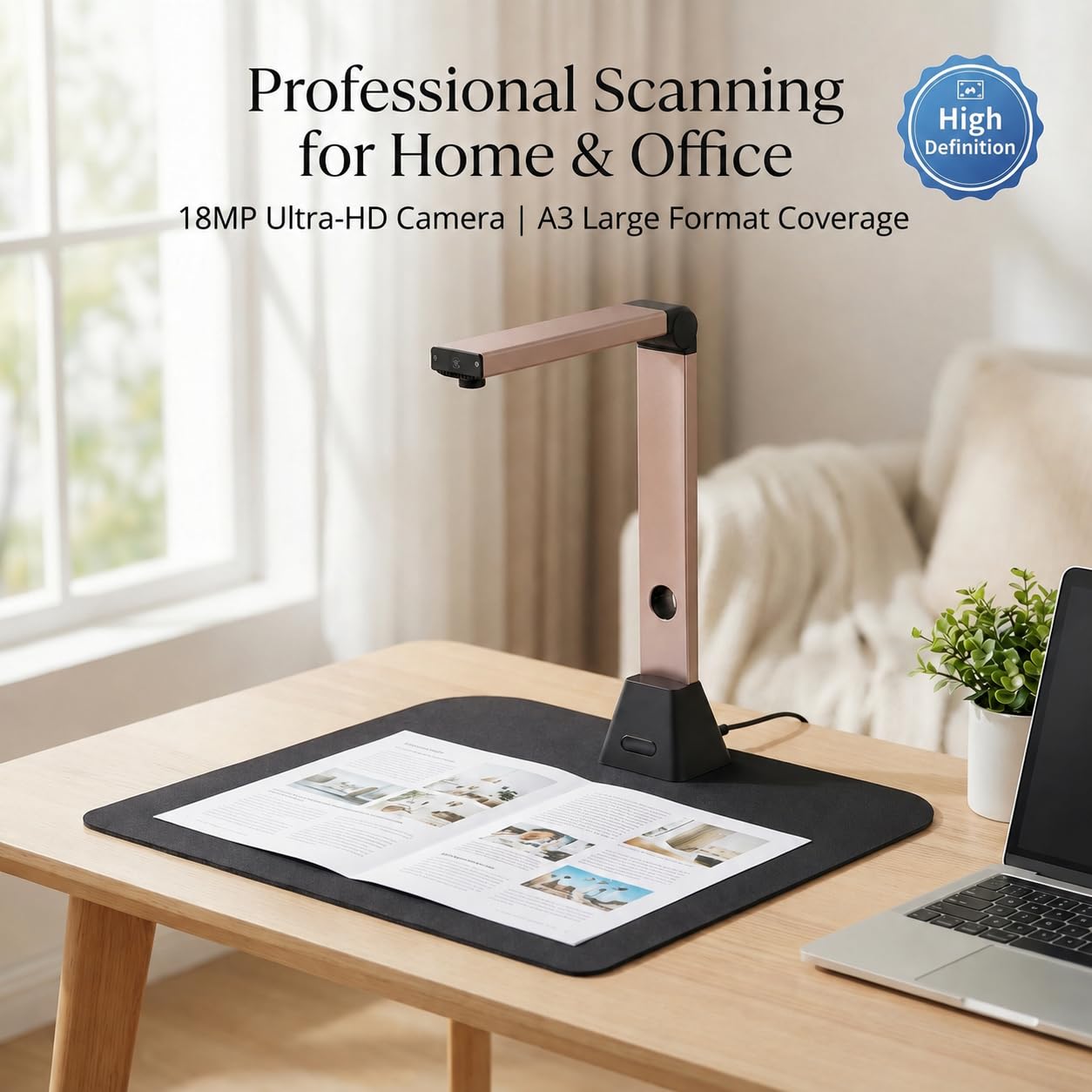 Scanner Documenti Portatile A3: 18MP Alta Definizione Scansione Multi-Formato con OCR 130 Lingue Appiattimento Curve USB Windows (Non Compatibile Mac) per Casa Ufficio Business Istruzione