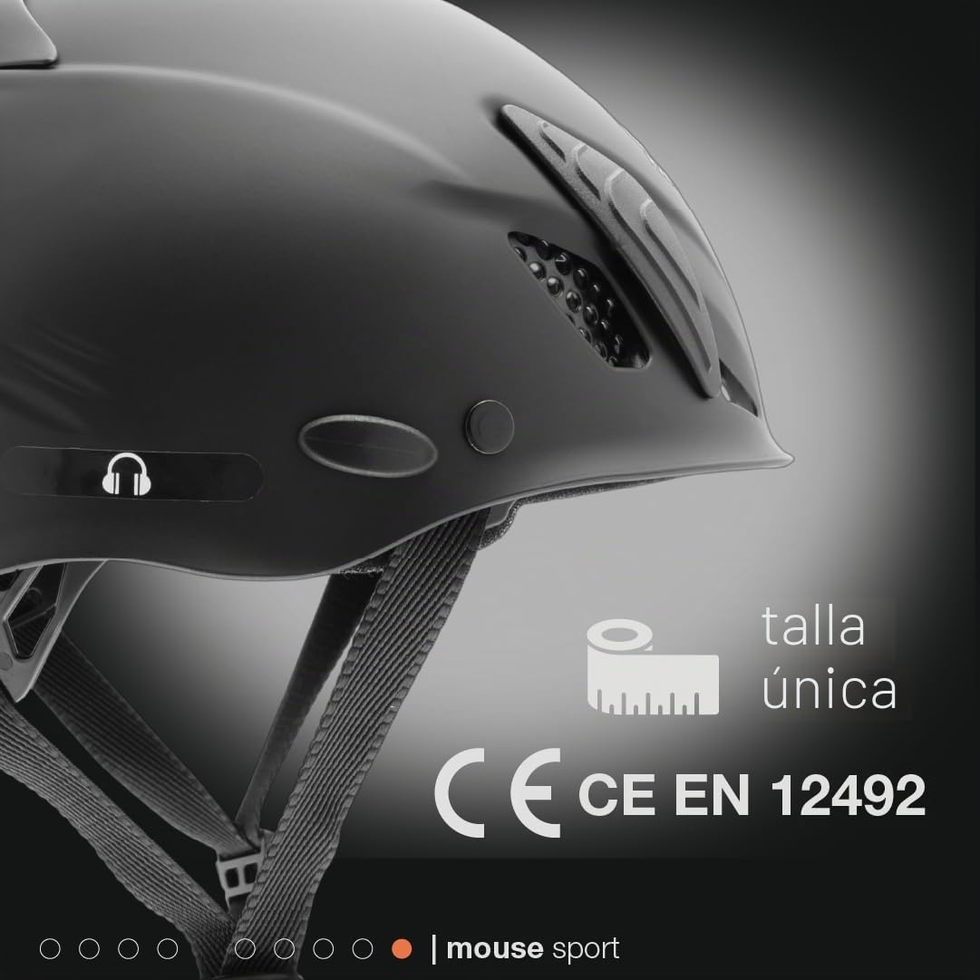 Kong. Mouse Sport - Casco de Escalada Compatible con Auriculares y Visera, Casco de Seguridad, CE EN 12492, 375 g, Talla única, Ajustable 52-64 cm, Color Negro Suave al Tacto