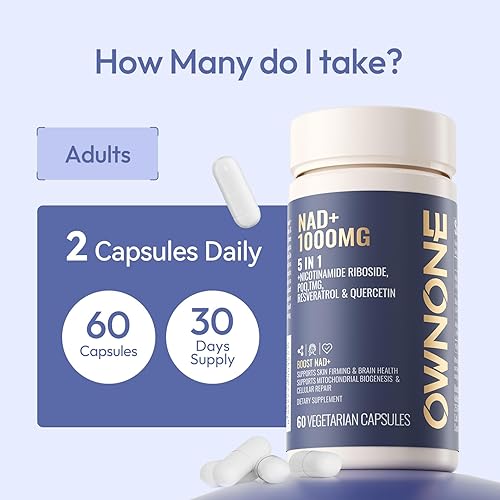 Miniatura 6 de OWNONE Suplemento NAD+ con ribósido de nicotinamida, resveratrol, uercetina, etc., suplemento NR para un envejecimiento saludable, producción de