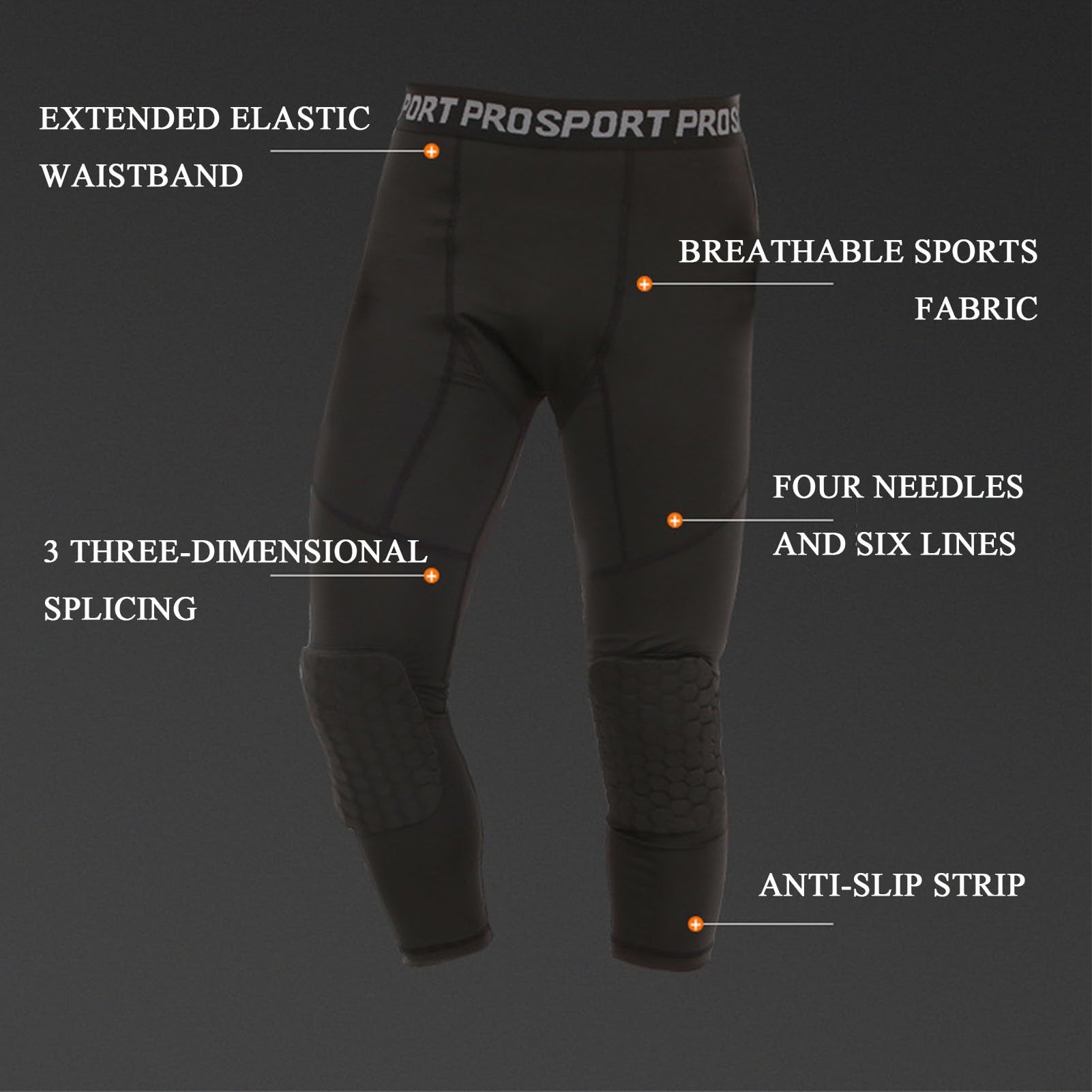Pantalones De Compresión 3/4 con Rodilleras para Hombre, Pantalones De Baloncesto Frescos Y Secos, Mallas Anticolisión, Baloncesto De Fútbol, ​​Ropa Interior Deportiva