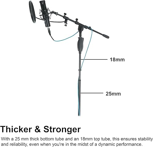 Miniatura 8 de Rockville RVMIC3 V2 - Soporte de micrófono portátil ajustable para cantantes y músicos, embrague de liberación rápida, resistente todo de metal,