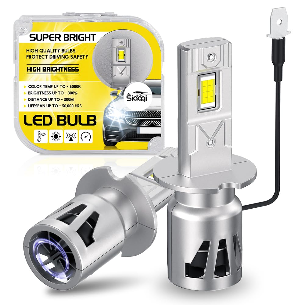 H3 Lampadina LED 6000K bianco con ventola 1:1 Dimensione 32000LM LED H3 Kit di conversione fari 12V per Hi/Lo Beam Fendinebbia Plug and Play-2PCS