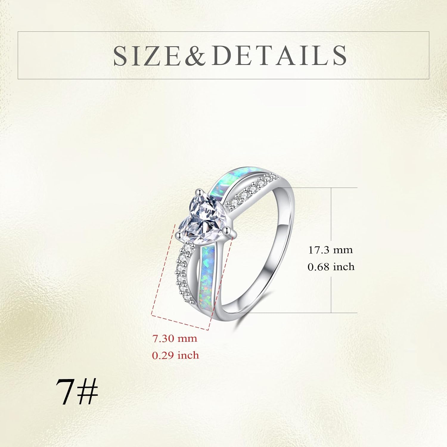 Infinity Promise Rings 925 Sterling Silver Heart Moissanite Opal Promise Rings for Her Spiritual Protection Gift for Women 7# - Image 4