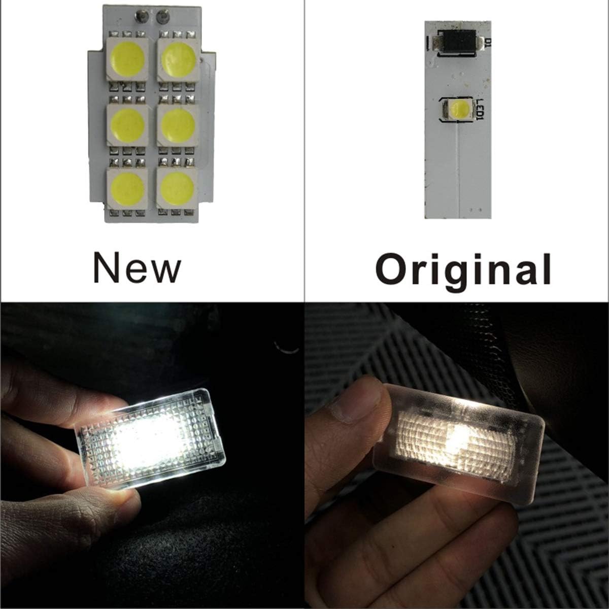 Interior LED Car Light Bulbs Kit,Upgrade Lighting Replacement Compatible Kit Glitter Lamp 4 Pcs for Tesla Model 3 Model Y Model X Model S (White)