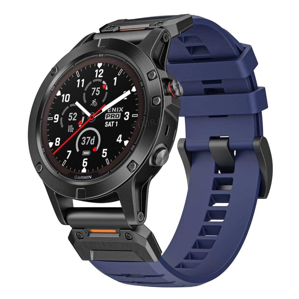Generic Kompatybilny z Garmin Quatix 6 (22 mm (kolor: niebieski silikonowy pasek do zegarka Quick Fit
