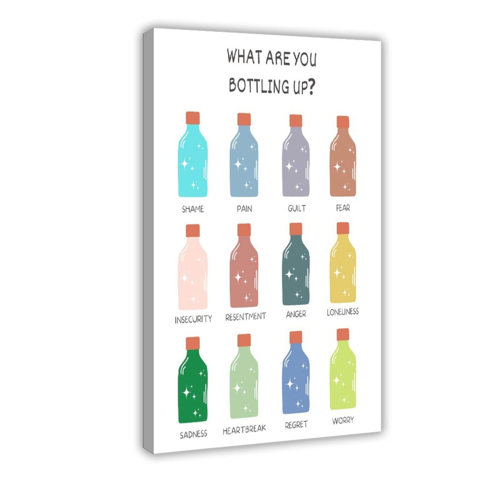 GJtyRFH What Are You Bottling Up Emotional Release Mental Health Wall Art Canvas Art Wall Decor Posters Home Bar Restaurant Garage Cafe Logo Gift 20" L X 30" W