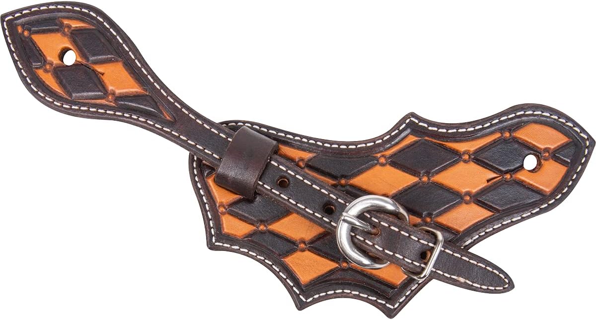 Oak Leaf Spurstraps with Dyed Edge and Quilted Tooling Patches
