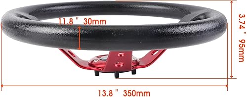 Miniatura 9 de Volante universal de coche para Sim Racing 13.8 "cuero de vinilo plano Sim Racing volante con botón de bocina y radios rojos