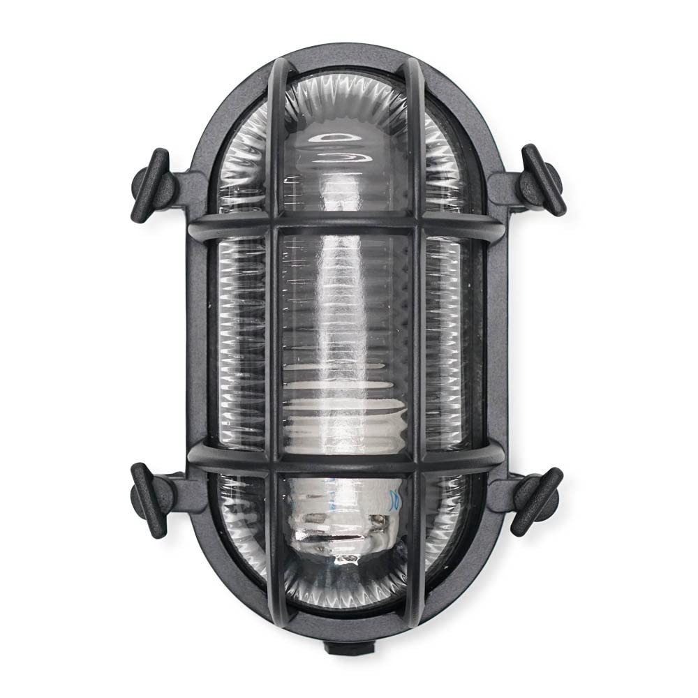 Valuelights Unisex Black Bow Nautical Oval Bulkhead Ip64 Outdoor Garden Wall Light In