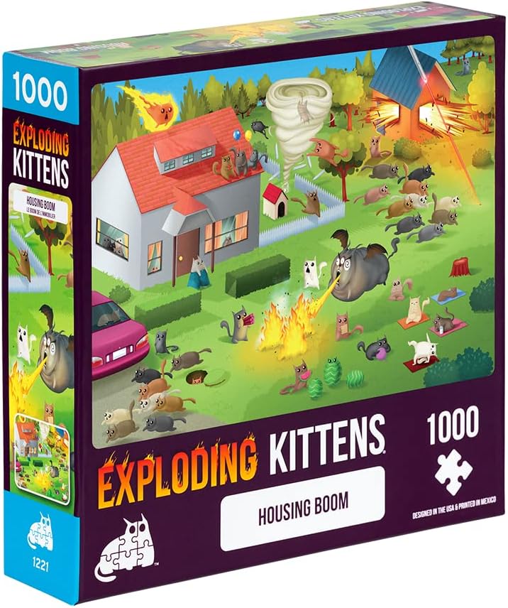 Exploding Kittens - Housing Boom Jigsaw Puzzle - 1000 Pieces, Ideal for Adults Teens, and Kids - A Funny and Artistic Cat-Themed Puzzle