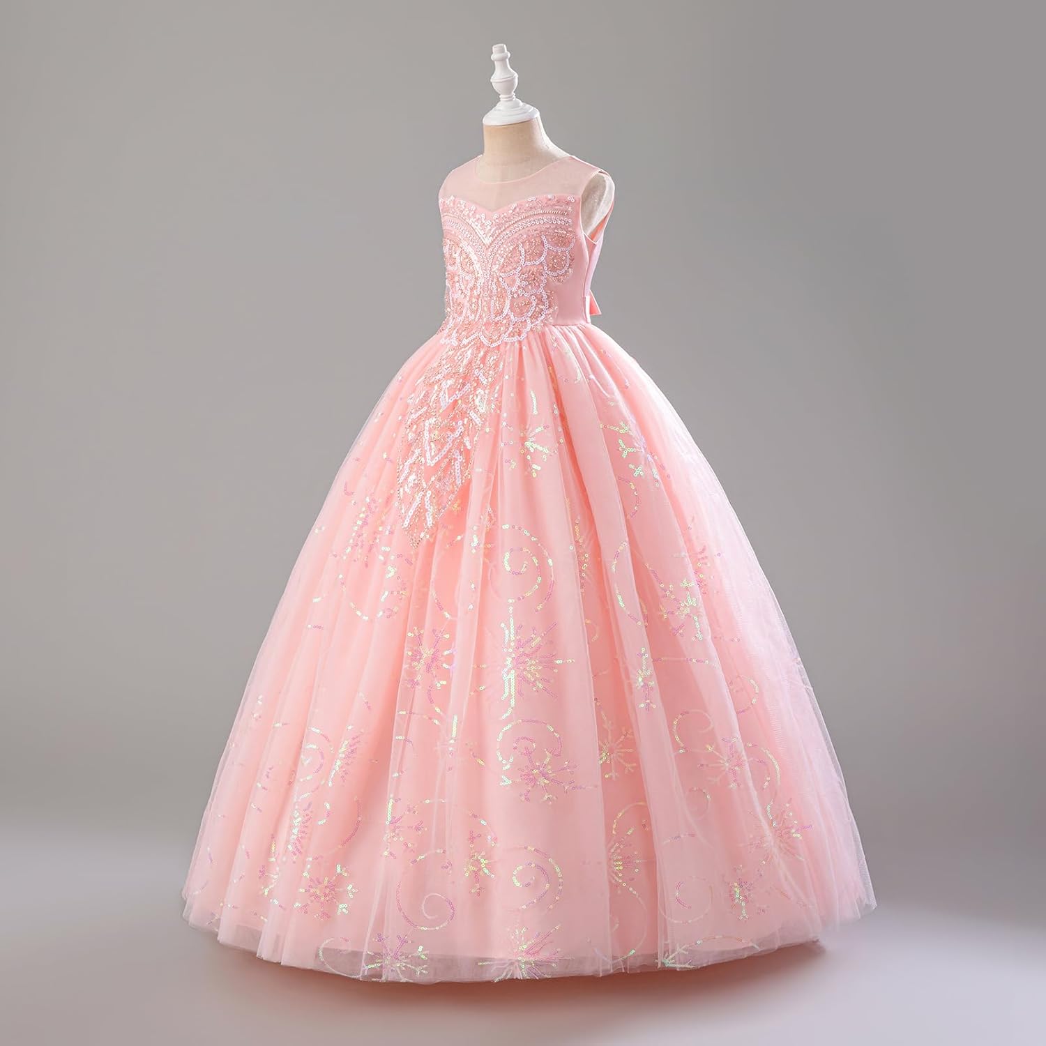 IDOPIP Sequin Appliques Flower Girl Dress for Kids Wedding Pageant Party Long Gown Princess Birthday Communion Tulle Dresses - Image 3