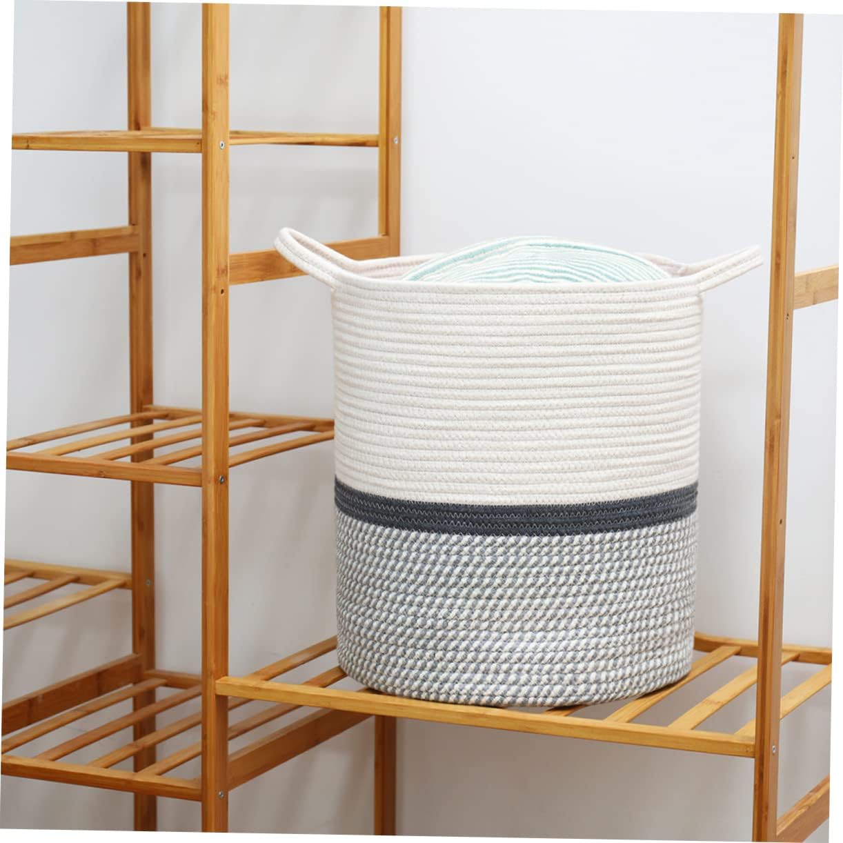 ABOOFAN 1pcs Large Round Cotton Rope Storage Basket for Toys and Sundries Light Grey for Organizing Boy Girl's Items Stylish and Functional Design for Home Storage