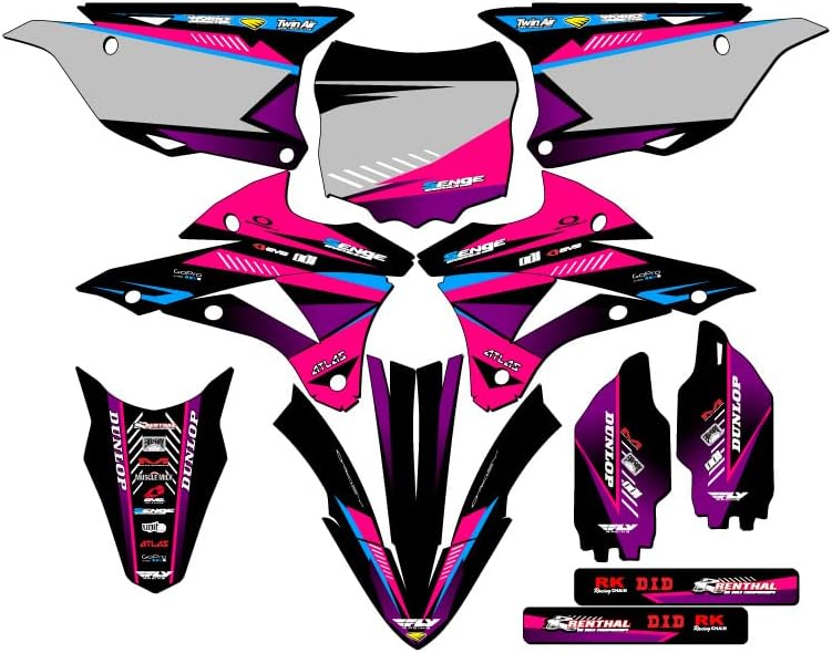 2014-2021 KX 100 SURGE Purple Senge Graphics Complete Kit Compatible with Kawasaki