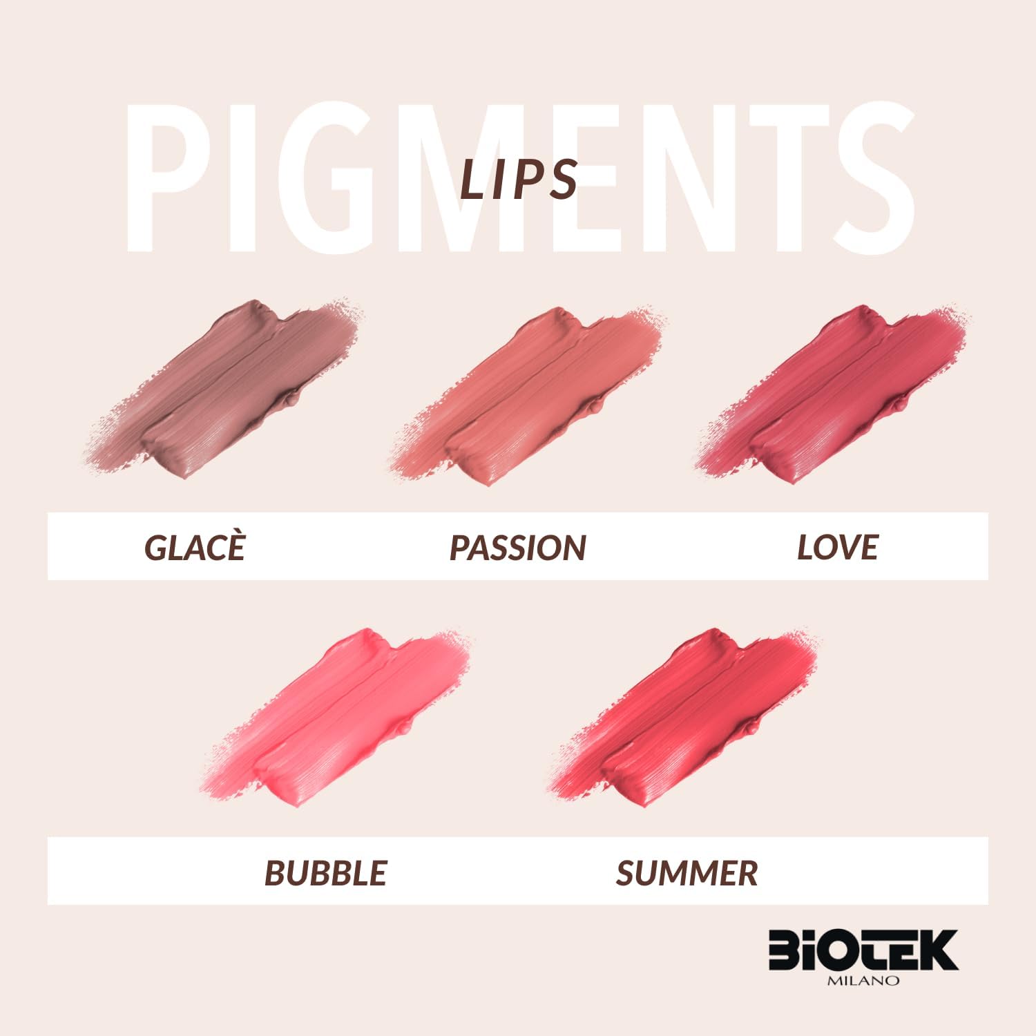 BIOTEK - Lips Pigment Kit for Permanent Make Up- Passion, Glacè, Fashion, Bite, Love, Supermodel, Lollipop, Dream, Summer, Bubble(10x0,50 fl.oz.) - Color for Lips Made in Italy