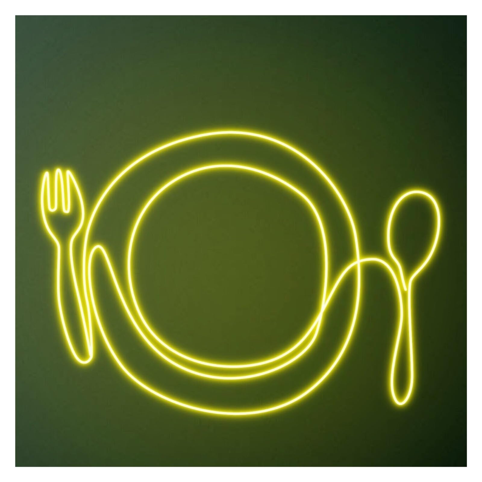 RONGCH Hanging Art Signs Dinner Set Neon Sign Wall Decoration for Living Room, Entertainment Game Cafe Restaurants 50cm(Lemon Yellow)