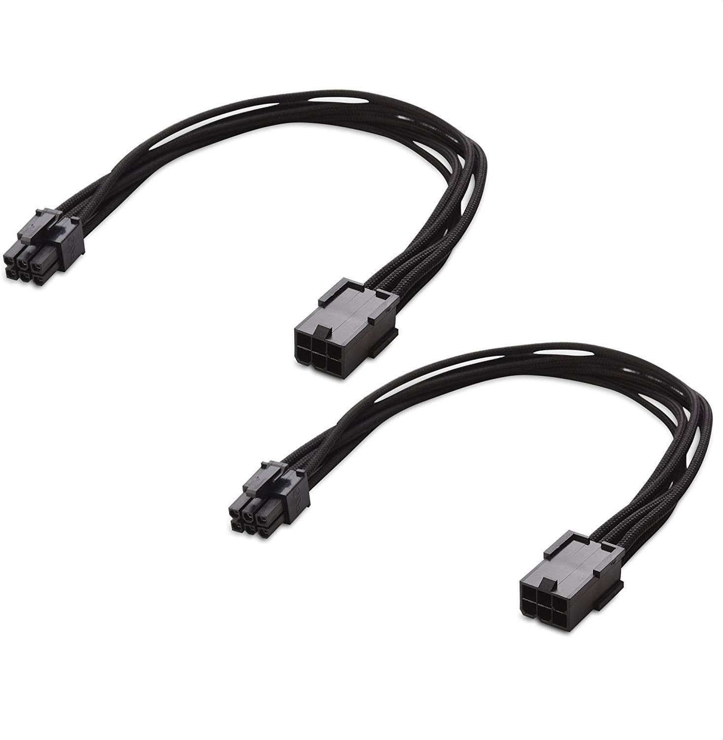 Cable Matters 104037x2 0.25m PCIe Power Extension Cable (6 Pin) - Black - 2 Pack - Indoor Use - Compatible with Personal Computer