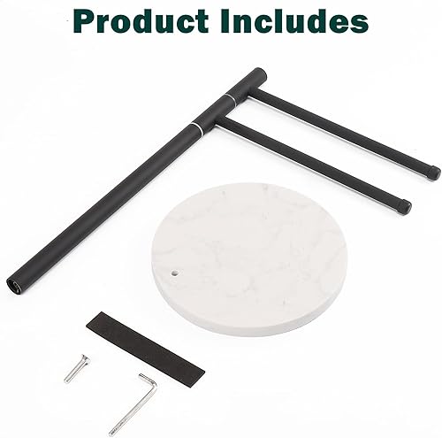 Miniatura 9 de Toallero de mano, soporte para toallas de mano en forma de F con base de mármol, soporte de acero inoxidable con 2 brazos giratorios, toallero de