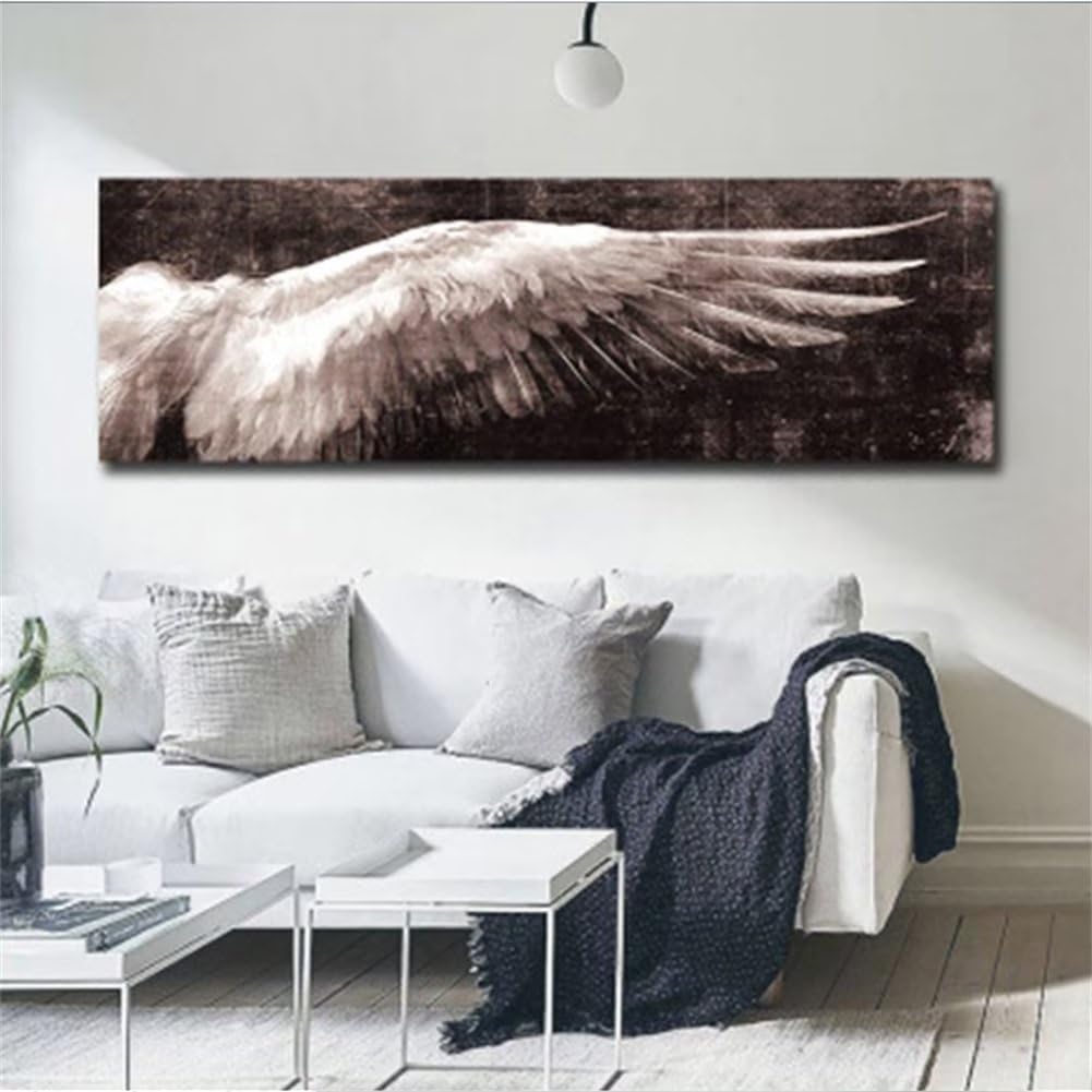 5D DIY Diamond Art Kits Adults and Kids, White Wings Diamond Painting Kits for Adults, Full Drill Paint by Numbers Kits Gem Art Craft, Diamond Painting Accessories for Home Wall Decor/Gift 36x108in