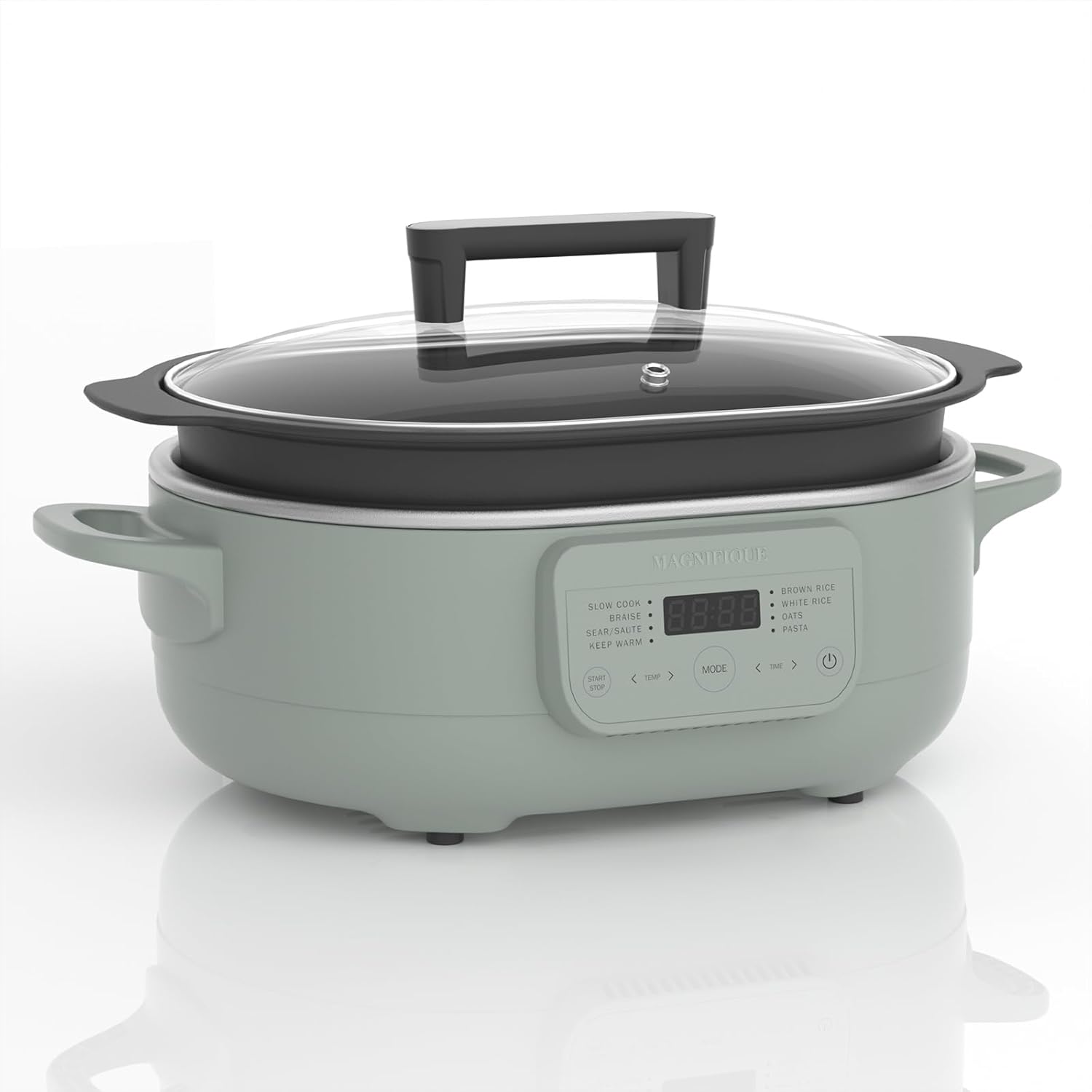 MAGNIFIQUE 6 Quart Multi-Cooker, with 8-in-1 Casserole Programmable Slow Cooker, Dutch Oven, Pasta, Nonstick, Oven Safe Pot to 500°F Olive MAGNIFIQUE 6 Quart Multi-Cooker, with 8-in-1 Casserole Programmable Slow Cooker, Dutch Oven, Pasta, Nonstick, Oven Safe Pot to 500°F Olive