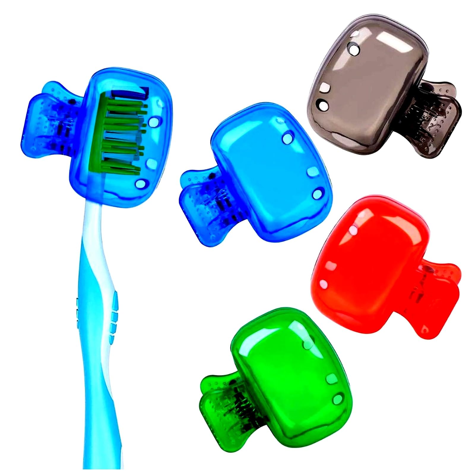 MAKBRO Toothbrush Covers (4 Pack) – Portable Travel Toothbrush Caps, Protectors & Clips – Plastic Brush Cover for School, Camping, Bathroom & Work (Multicolor)-image-22