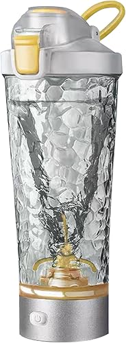 Botella mezcladora eléctrica de proteínas, botella mezcladora eléctrica de proteínas, 24 onzas, mezcladora recargable, sin BPA, Tritan (blanco)