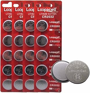 LOOPACELL CR2032 3V Lithium Coin Battery (20 Pack) – High Capacity Button Round Batteries for Watch, Remote – 2032 Flat Ci...