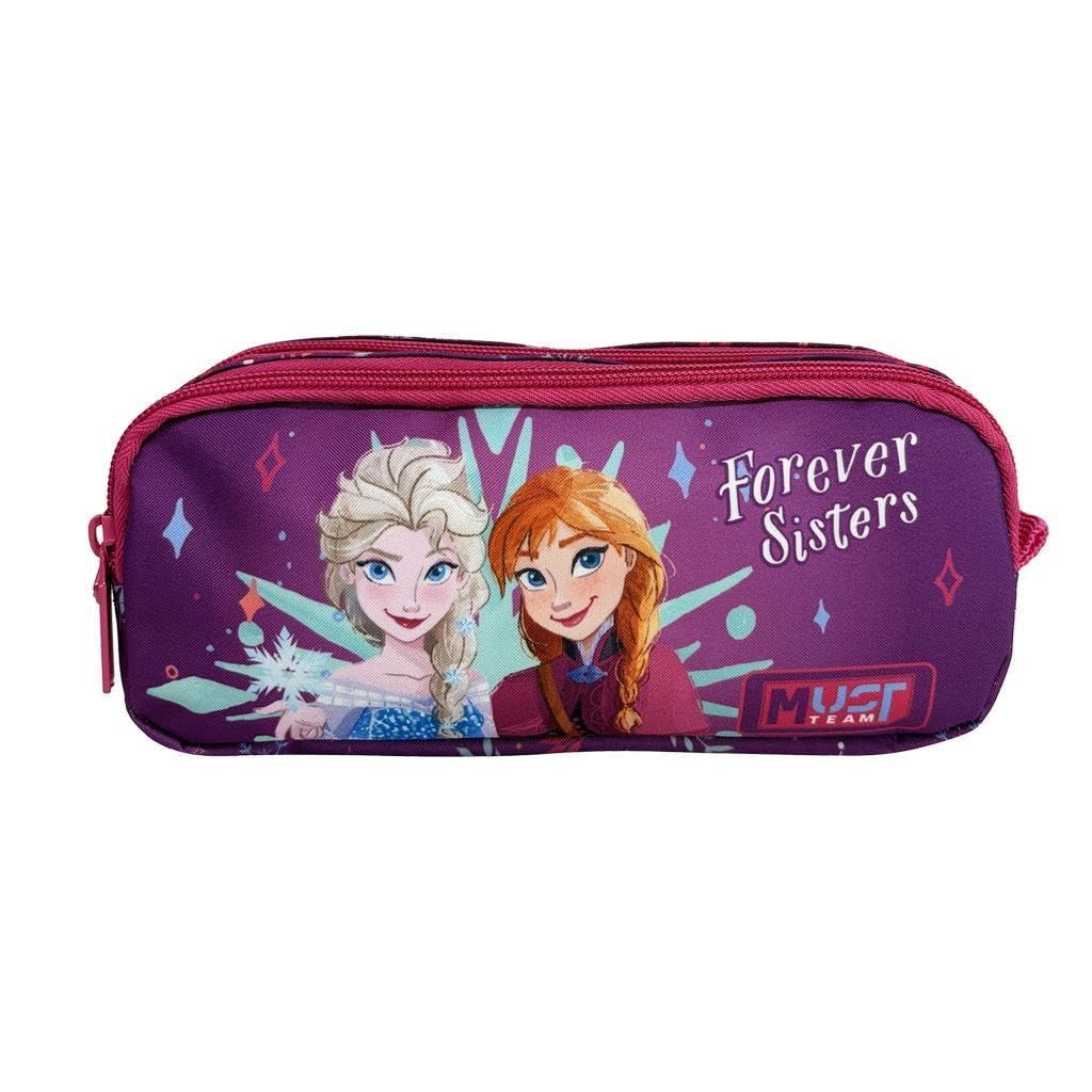 Diakakis Disney Frozen Forever Sisters Barrel Pencil Case | Anna & Elsa School Stationery Organizer with 2 Compartments | Durable & Fun Kids Pencil Case for Backpacks & Trolleys — image 1