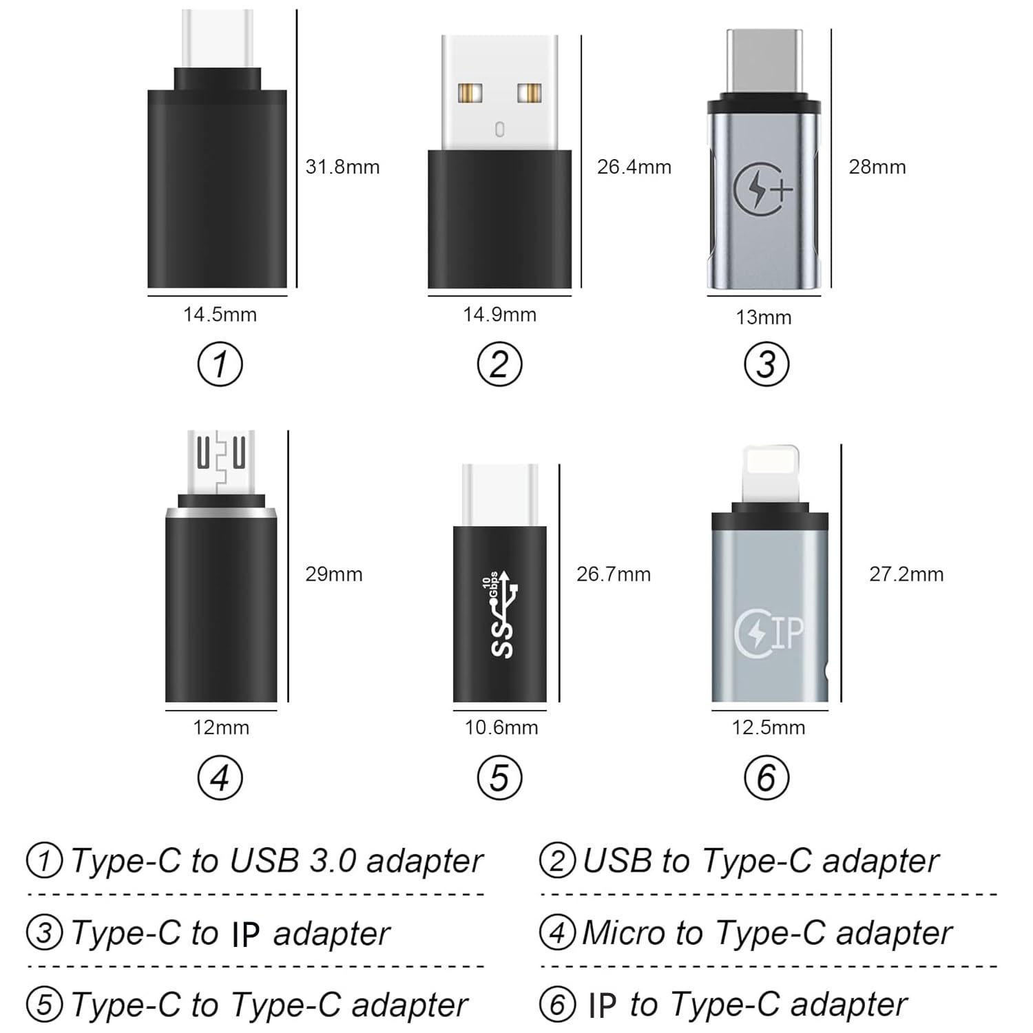 Adaptateur USB C vers USB, USB C femelle vers USB mâle, type C vers USB B mâle, j