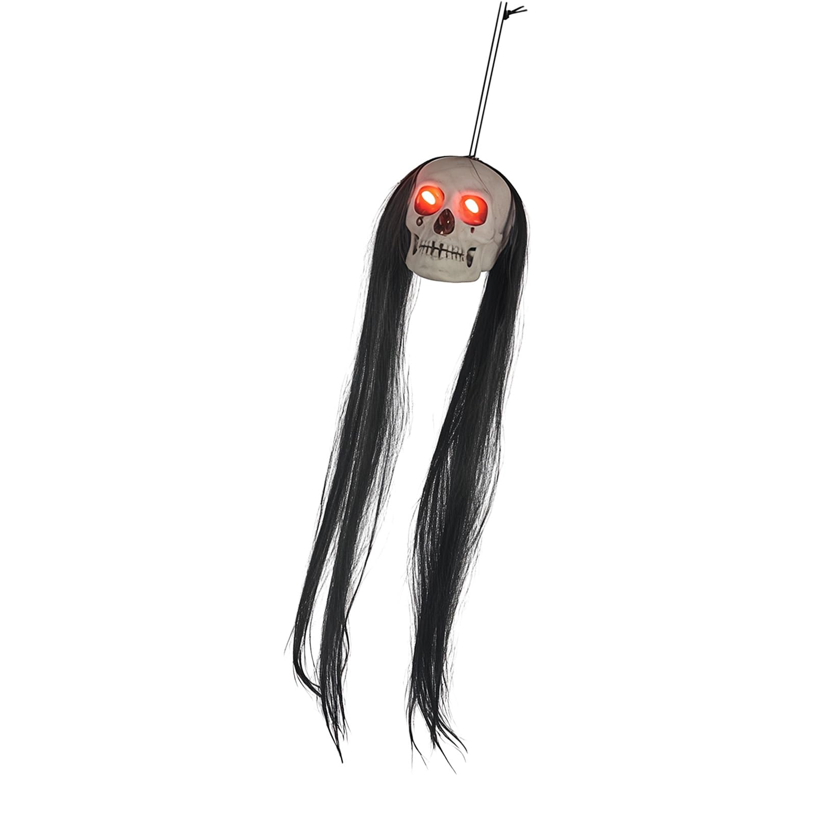 Whoasyst Glowing Eyes Halloween Specter Decoration with Long Hair Hanging Ornament Party Supplies Light Up Hanging Manifestation