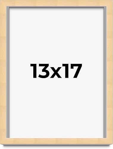 Marco de madera natural de 13 x 17 pulgadas, ancho de moldeo de 0.75 pulgadas, madera maciza, completo con plexiglás acrílico UV, respaldo de