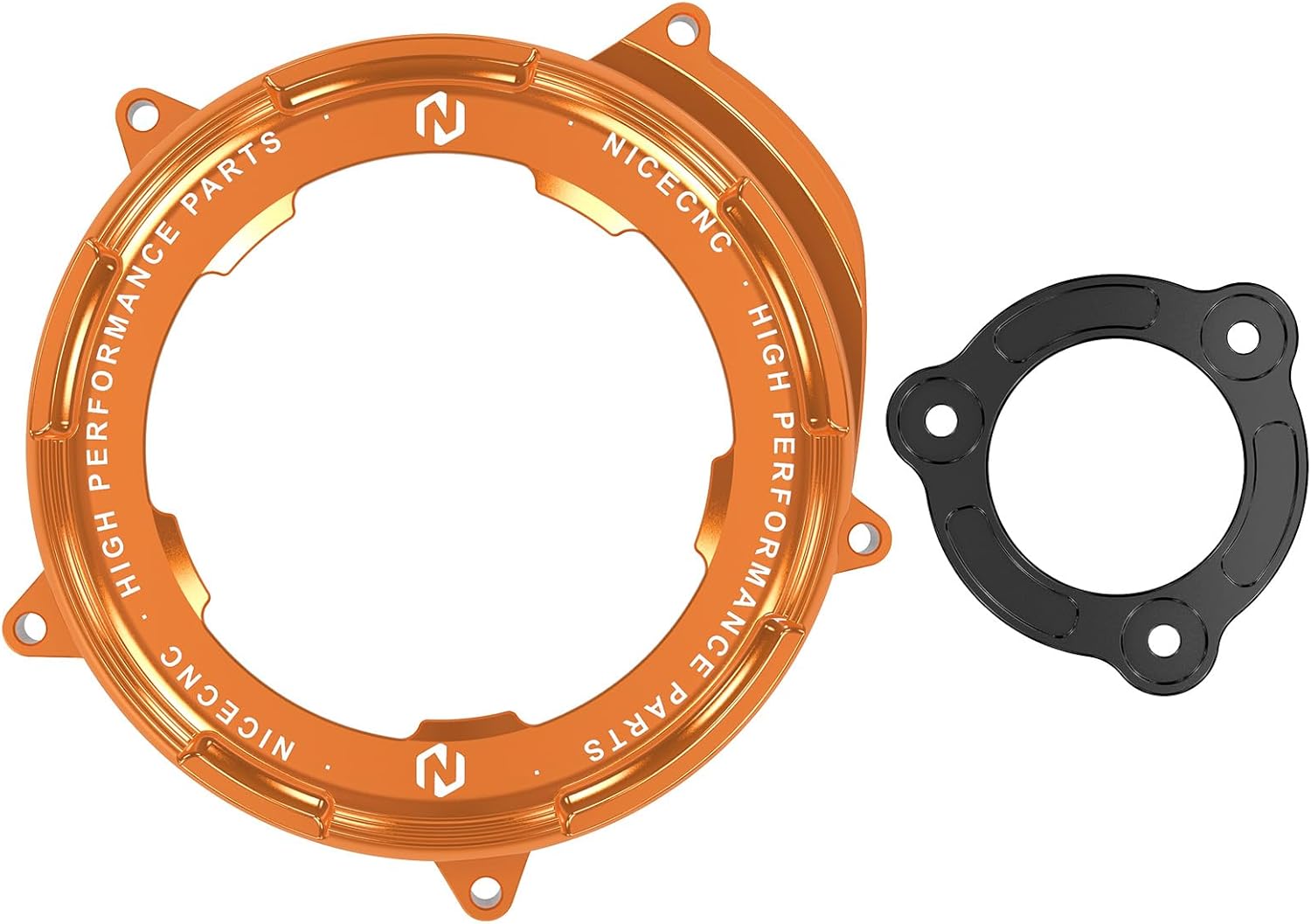 NICECNC Orange Transparent Clutch Side Cover with Pressure Plate Compatible with 1290 Duke R/GT/EVO 2014-2024, 1050 1090 1190 1290 Adventure R/S/T 2017-2024, CNC