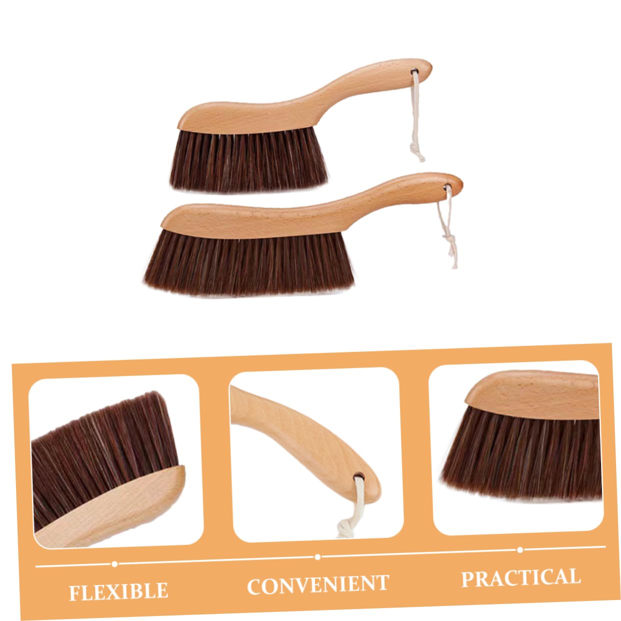 FOMIYES Wooden Bed Brush Handle Cleaning Brush Set 2pcs for Sofa Carpet Bed Sheets