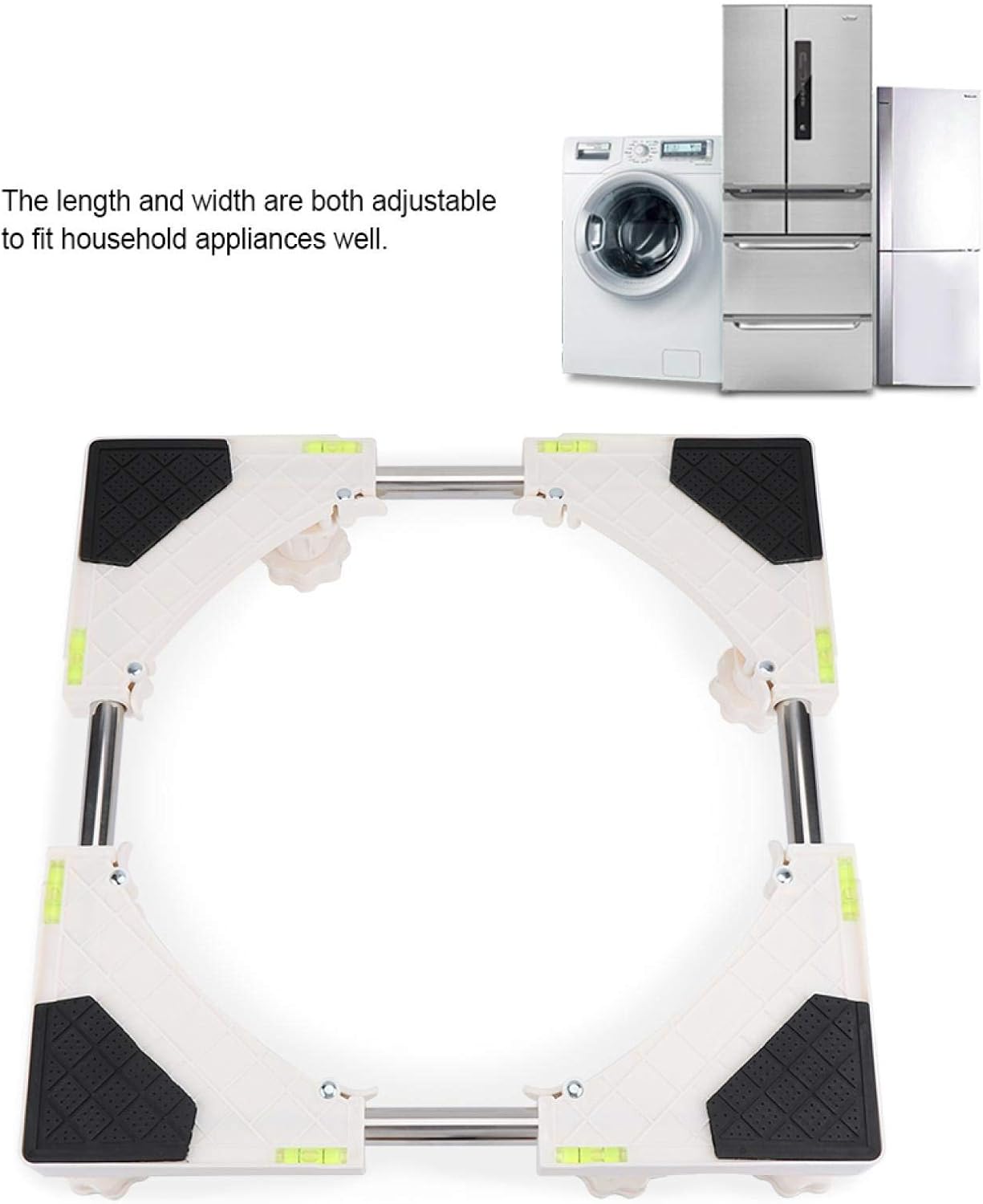 Washing Machine Base, Max 200KG Washing Machine Base, Adjustable Width 42-62cm Base for Washing Machine, Adjustable Base Pedestal for Dryer Washing Machine Fridge (8 Feet)